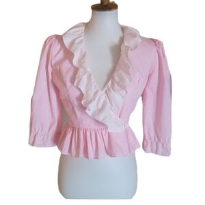 Vintage - 1970's‎ 3's Company Ruffle Pink Blouse